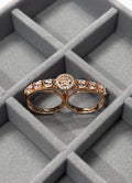 Elegant Rose Gold Crystal Double Finger Ring
