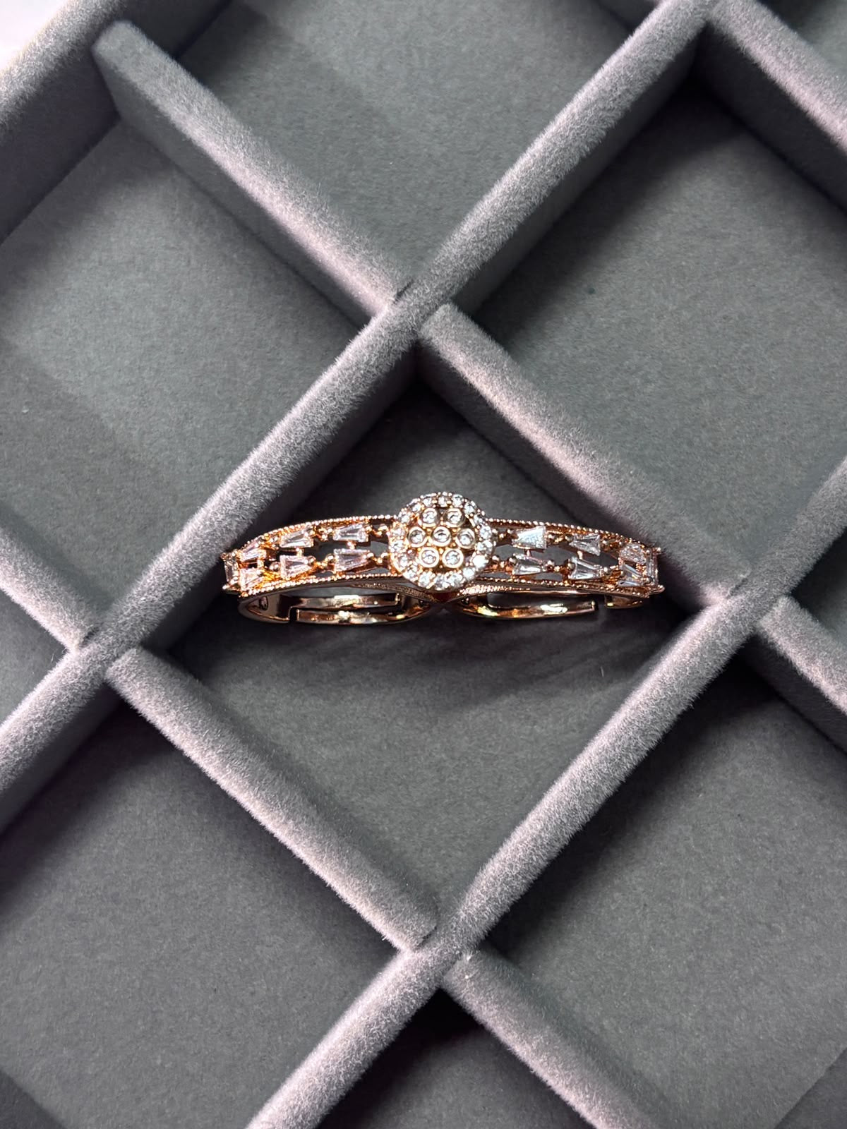 Rose Gold Crystal Double Finger Ring for Women