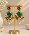 Royal Emerald Kundan Chandbali Earrings