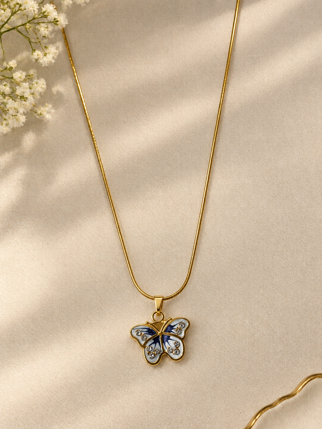 Blue Butterfly Crystal Pendant Necklace 🦋✨