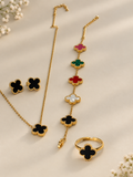 Luxe Multicolor Clover Jewellery Set ✨ (Ring, Necklace, Bracelet, Earrings)