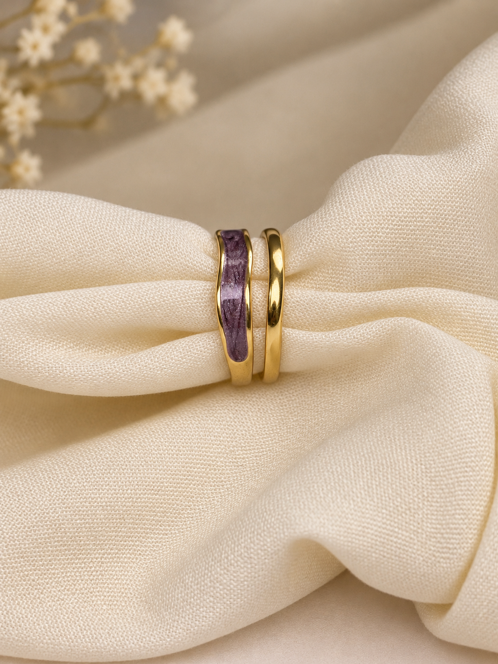 Lavender Luxe Duo Gold Ring Set ✨