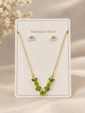 Emerald Leaf Elegance Necklace & Earring Set ✨