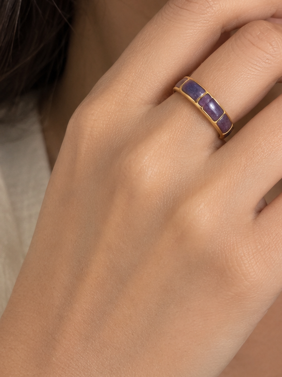 Purple Luxe Gold Panel Ring ✨