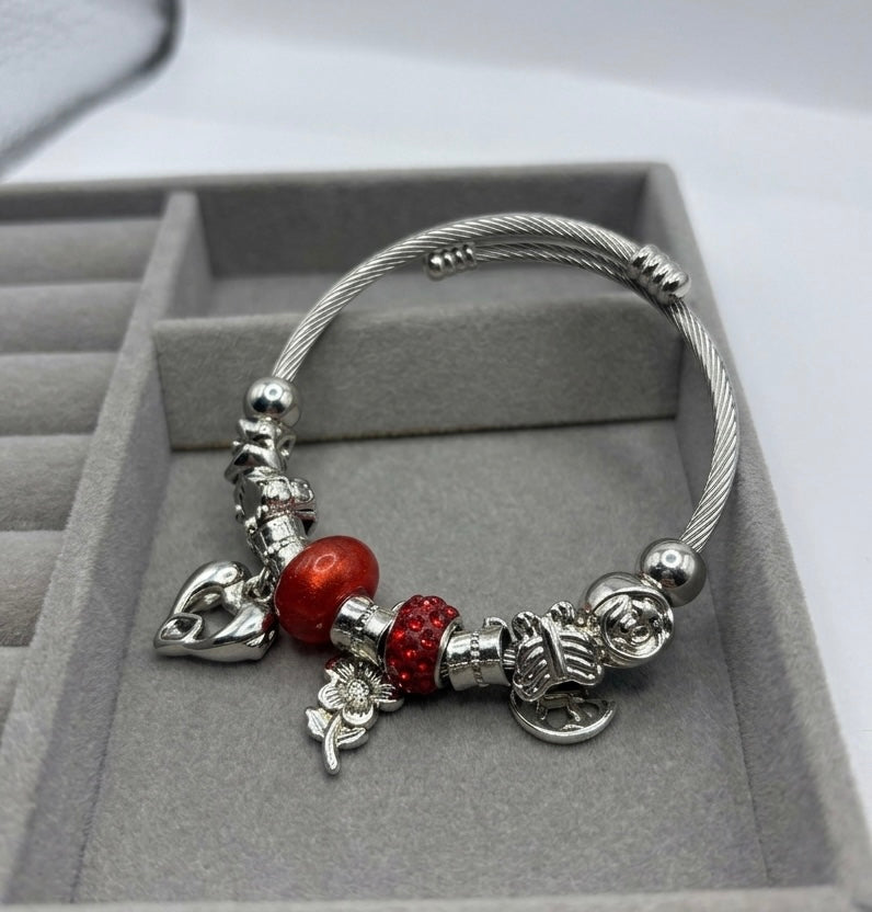 Charm Bracelet with Colorful Beads & Cute Hanging Charms