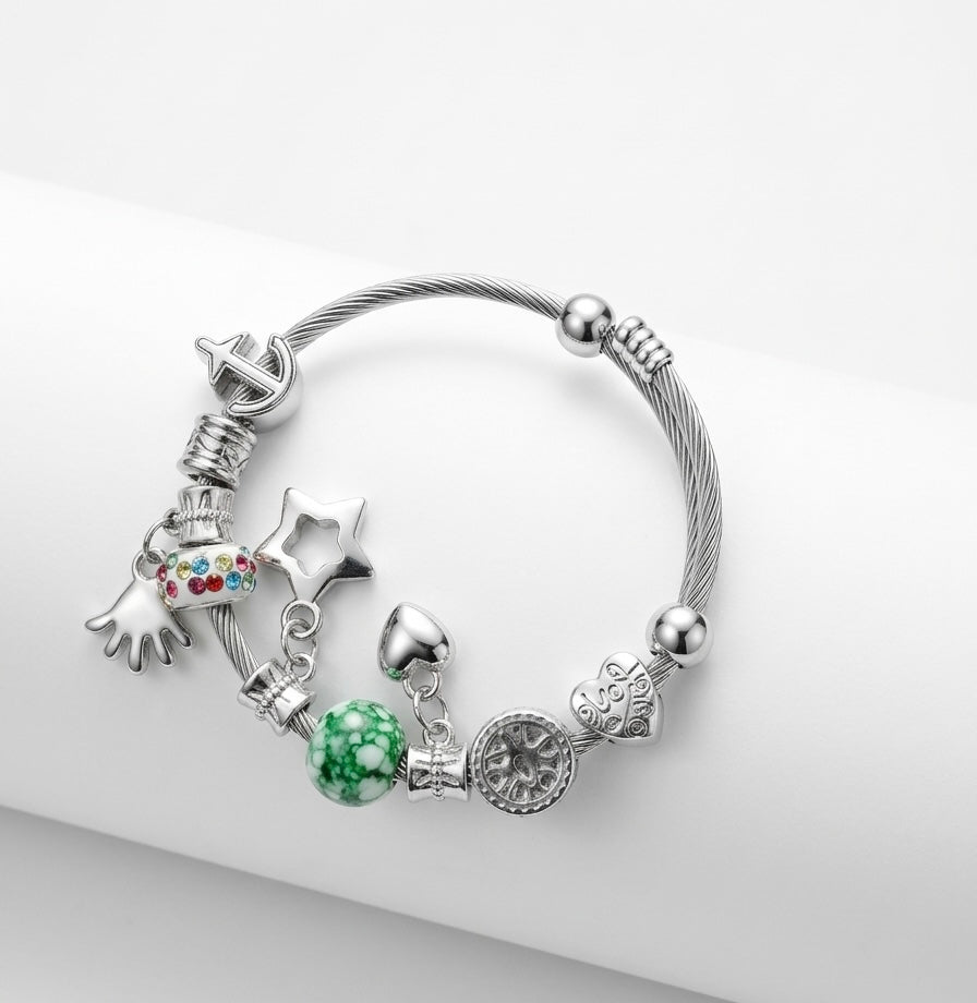 Charm Bracelet with Colorful Beads & Cute Hanging Charms