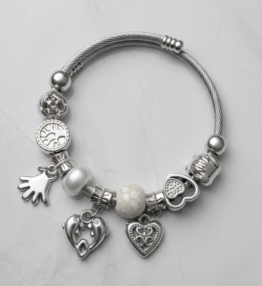 Charm Bracelet with Colorful Beads & Cute Hanging Charms