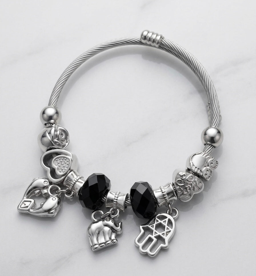 Charm Bracelet with Colorful Beads & Cute Hanging Charms