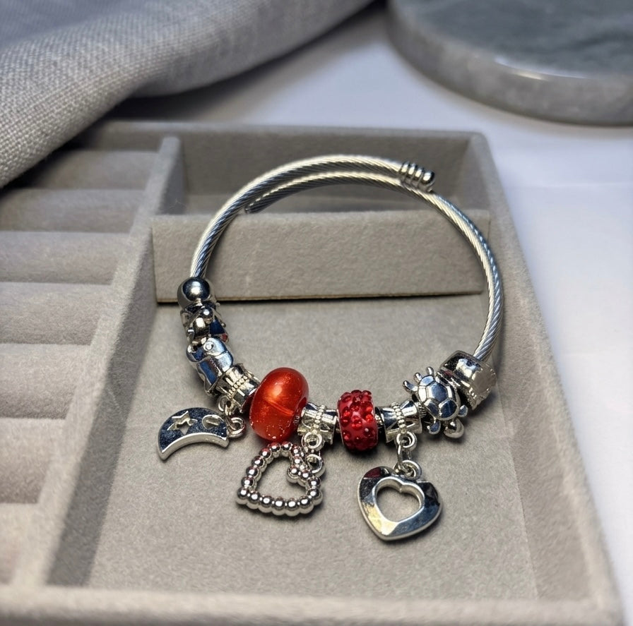 Charm Bracelet with Colorful Beads & Cute Hanging Charms