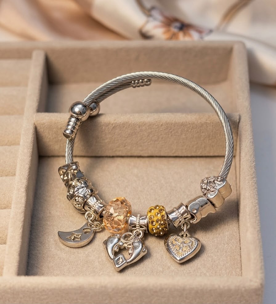 Charm Bracelet with Colorful Beads & Cute Hanging Charms